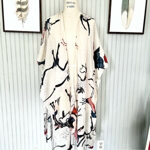 Anthropologie Woven Heart Kimono Horse & Bull Theme Size Medium